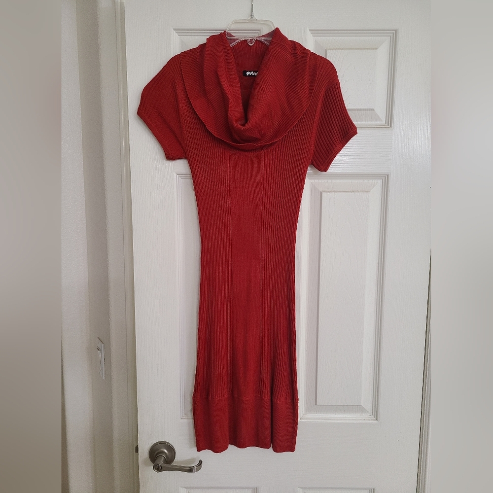Planet Gold Scarlet Cowl Neck Sweater Dress